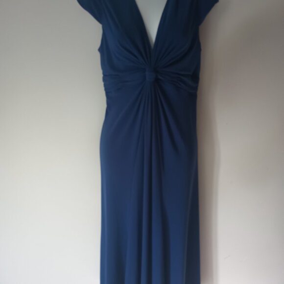 Royal Blue V Neck long flowing Dress Jones wear by Jones New York - Picture 4 of 7